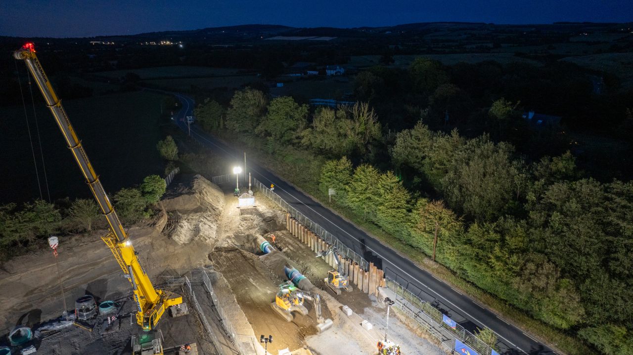Night-time work on the Ballymore Eustace to Saggart trunk watermain